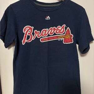 Majestic Kids Braves Navy and Red Tee